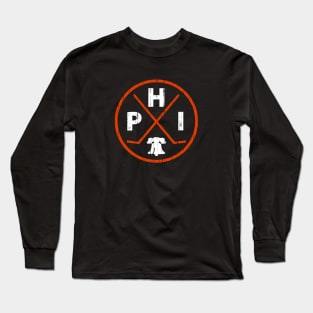 Philadelphia Hockey Orange and Black Liberty Bell Philly Fan Gift Long Sleeve T-Shirt